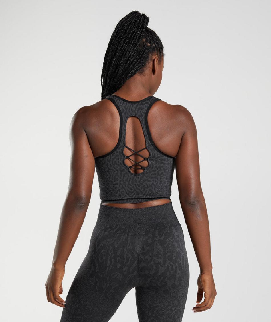 Gymshark Adapt Animal Seamless Crop Ženske Majica Bez Rukava Crne | HR 3242KOR